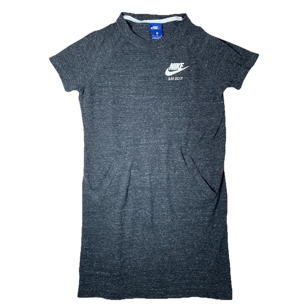 Nike T-Shirt Dress Girls XL Dark Grey Excellent Raglan Pocket Sporty Dress